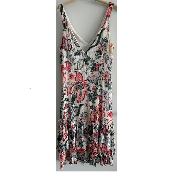 Club Monaco Multi Color Floral Silk V-Neck Dress Sz 10 - Picture 2 of 7